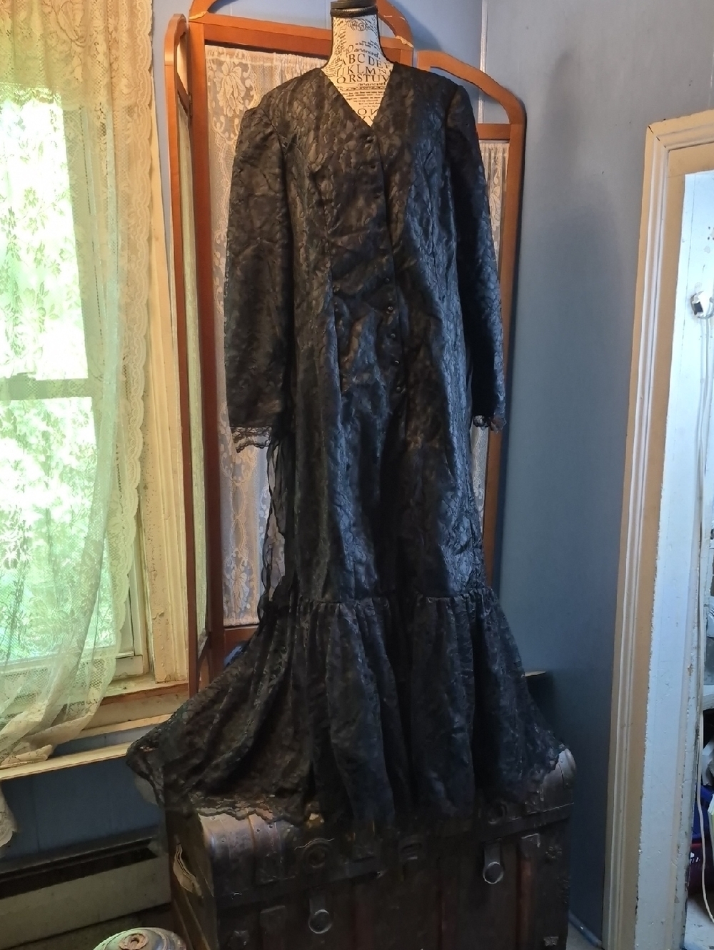 Recollections Vintage Black Lace Maxi Dress